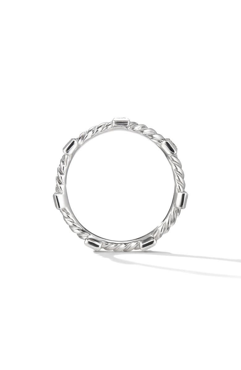 David Yurman Cable Collectibles<sup>®</sup> Stations Stack Ring in 18K Yellow Gold with Diamonds, 2mm, Alternate, color, White Gold/ Diamond