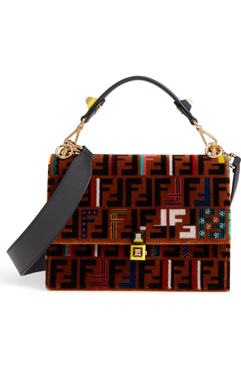 Fendi Kan I Tappetino Velvet Shoulder Bag, Main, color,