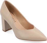 Journee Collection Simonne SuperNatural Shades Block Heel Pointed Toe Pump - Wide Width