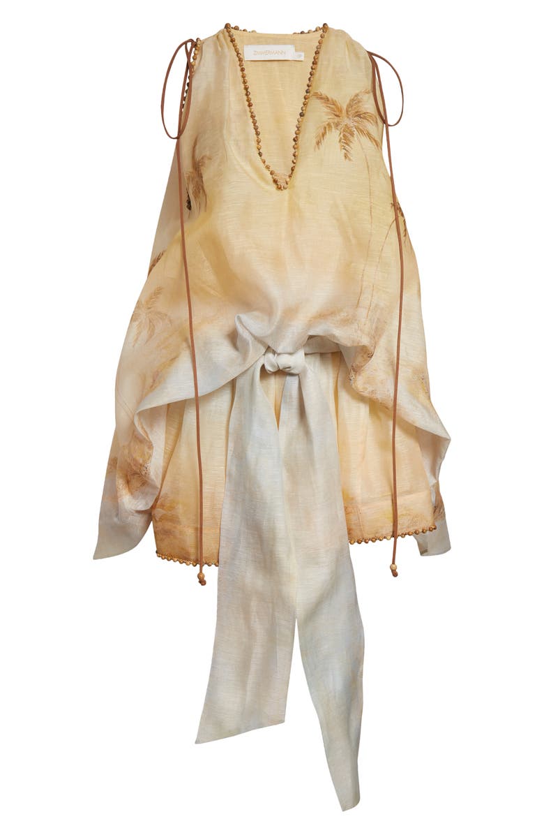 Zimmermann Balance Plunge Neck Linen & Silk Minidress, Alternate, color, 