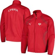 PUMA Men's Puma Red Serbia National Team 2024 Pre-Match Full-Zip Hoodie Jacket