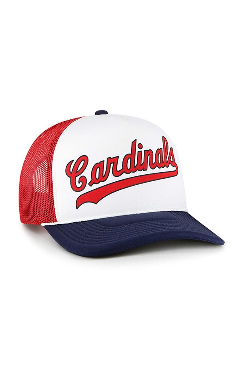'47 Men's '47 White St. Louis Cardinals Foam Front Script Trucker Snapback Hat, Alternate, color, White