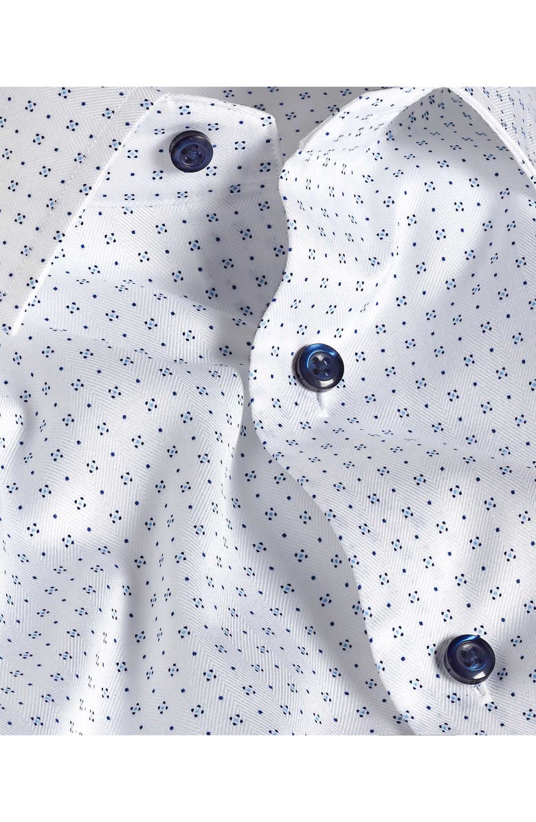 David Donahue Trim Fit Neat Cotton Dress Shirt, Alternate, color, White/ Blue