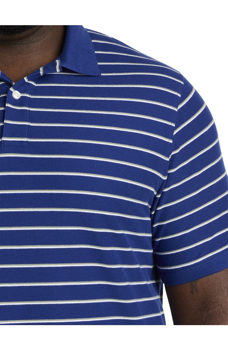 Harbor Bay by DXL Tri-Color Striped Polo Shirt, Alternate, color, Blue Multi