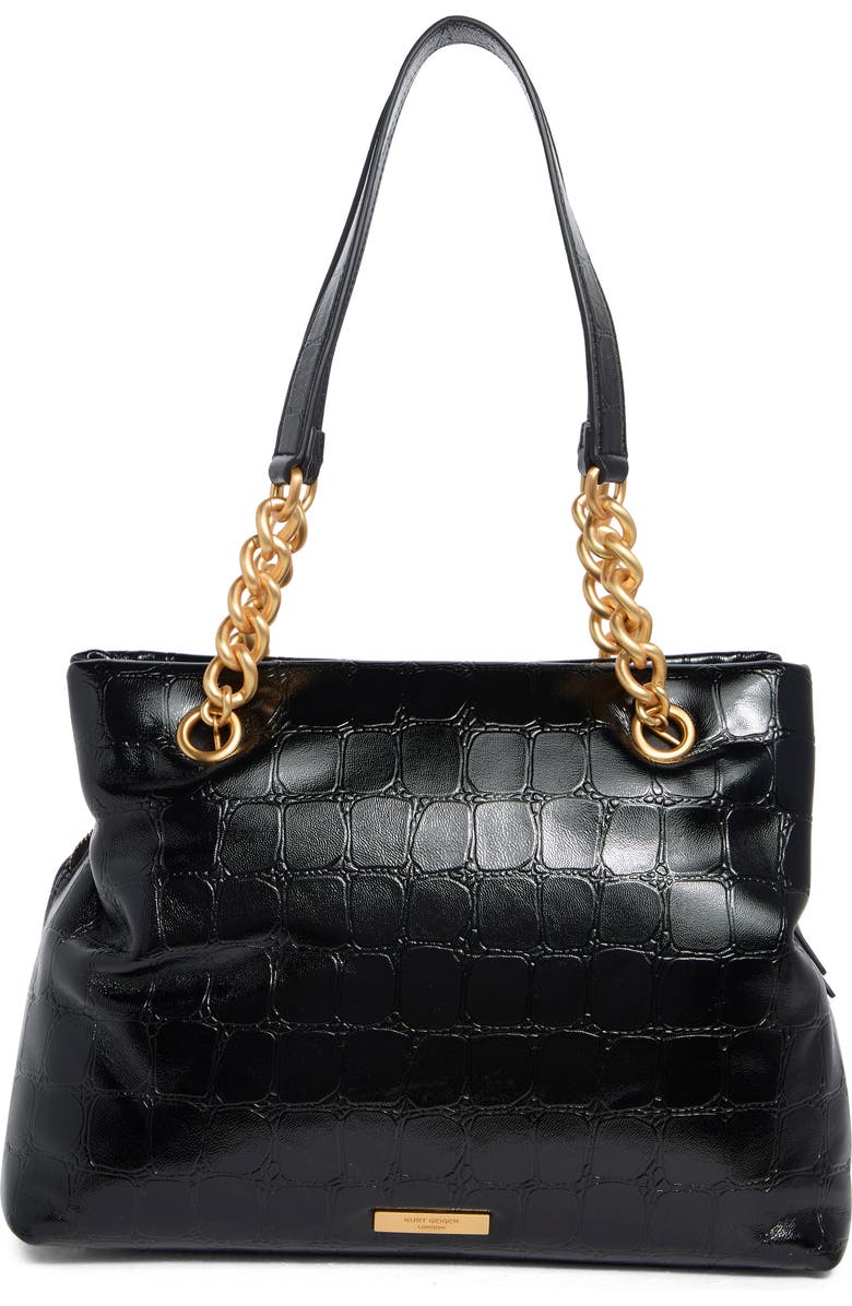 Kurt Geiger London Kensington Croc Embossed Leather Tote Bag, Alternate, color, Black