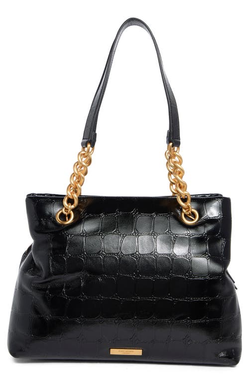 Kurt Geiger London Kensington Croc Embossed Leather Tote Bag In Black