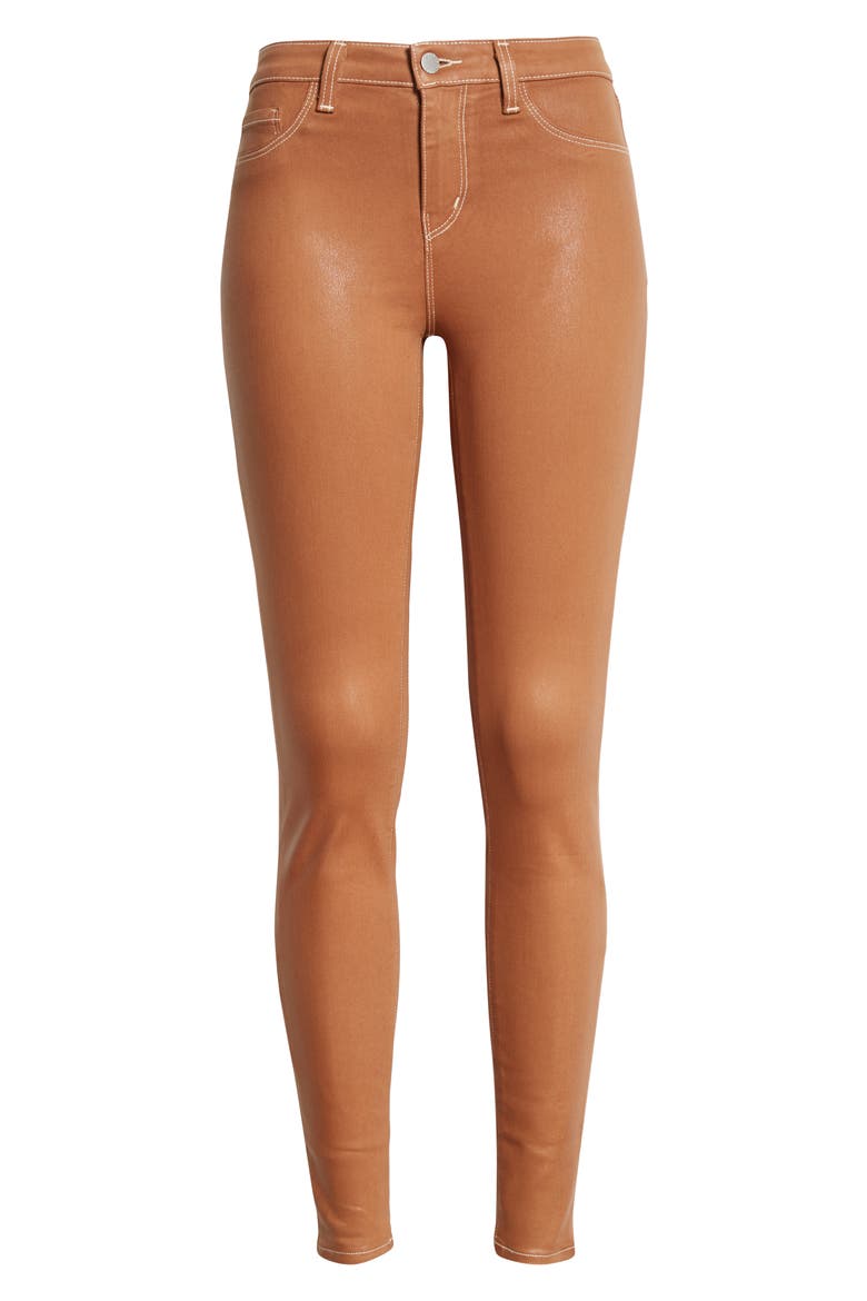 Marguerite Topstitch Detail Coated Skinny Jeans, Alternate, color, JAVA/ NATURL CONT COAT