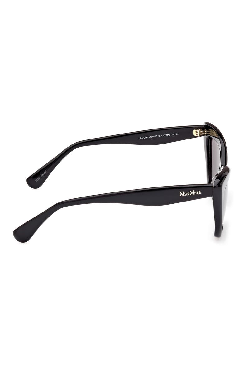 57mm Cat Eye Sunglasses, Alternate, color, SHINY BLACK / SMOKE