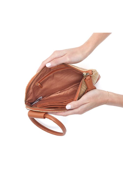 Hobo Sable Straw & Leather Wristlet Clutch In Natural Straw