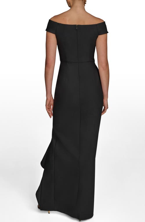 Donna Karan New York Side Ruffle Off The Shoulder Gown In Black