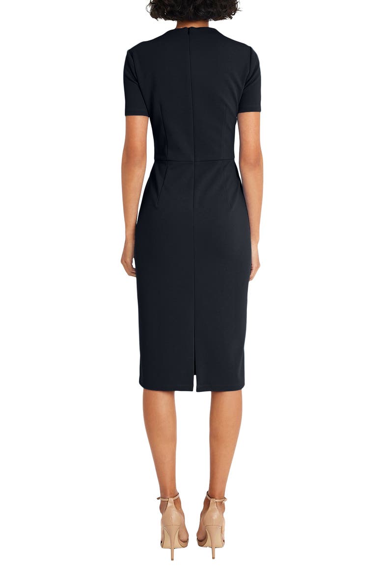 Twist Neck Midi Sheath Dress, Alternate, color, BLACK