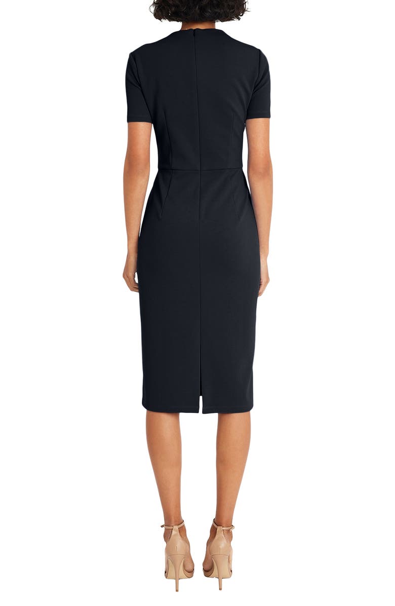 Maggy London Twist Neck Midi Sheath Dress, Alternate, color,