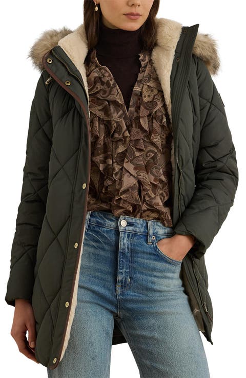 Faux Fur Trim Hooded Puffer Jacket