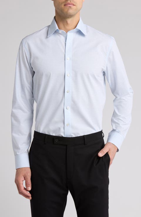 Victoria St. Trim Fit Microcheck Cotton Dress Shirt (Regular, Big & Tall)