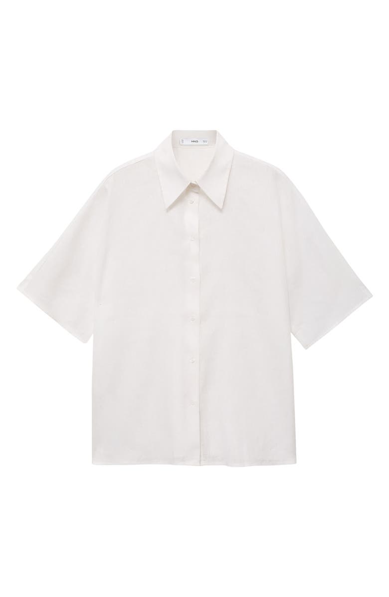MANGO Pai Linen & Cotton Button-Up Shirt, Alternate, color, Off White
