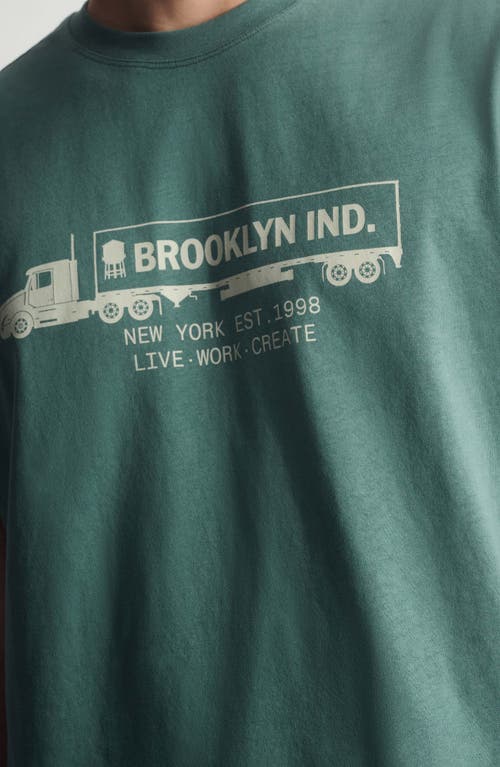Brooklyn Industries Logo Truck Cotton Graphic T-shirt In Green