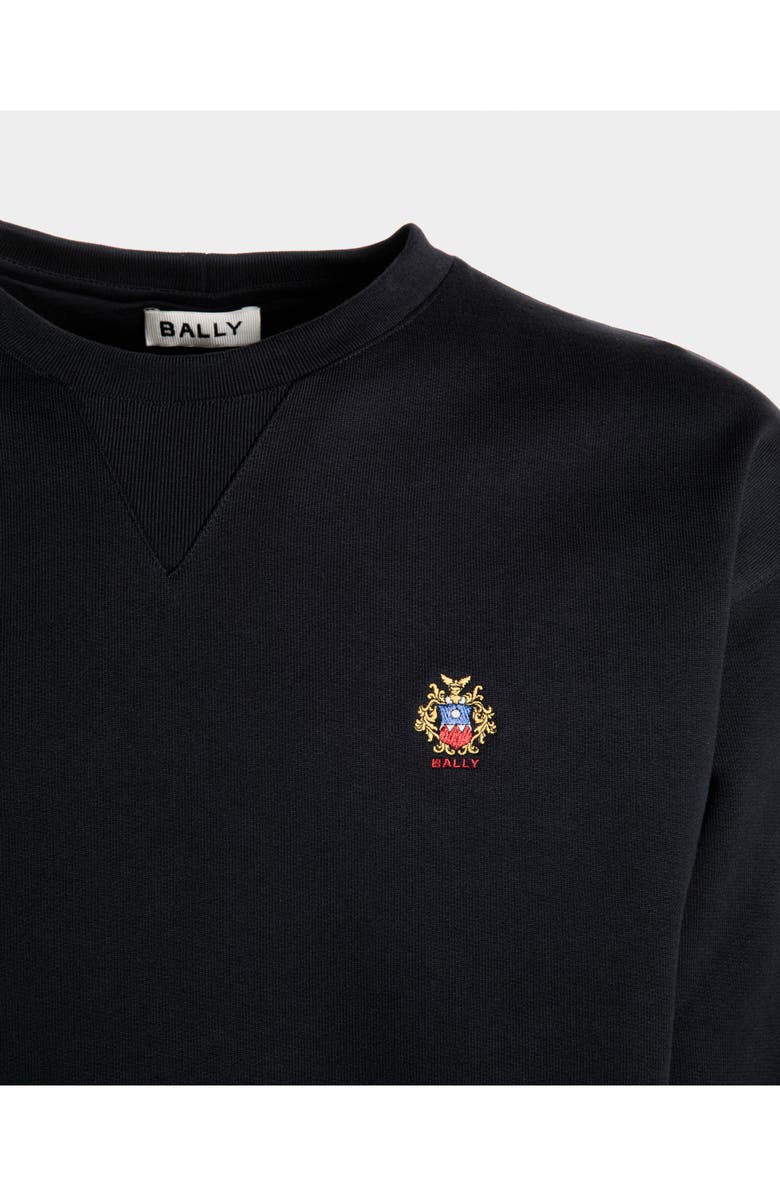 Bally Crewneck Sweatshirt With a Bally Crest Logo, Alternate, color, Blue