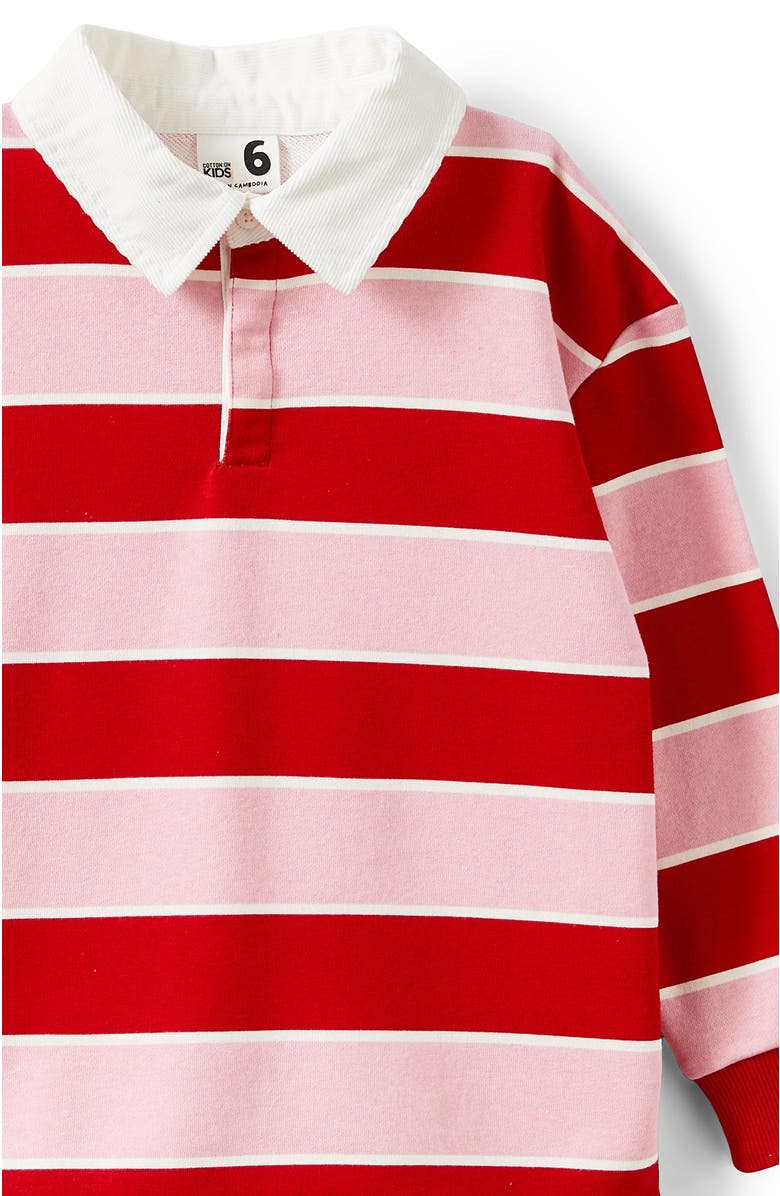 Cotton On Kids Kid's Rugby Polo L/S Top, Alternate, color, Marshmallow Varsity Red