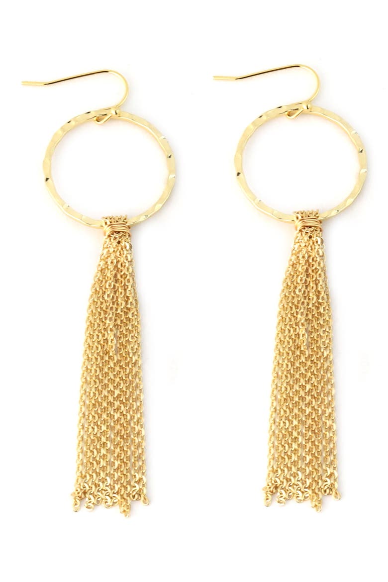 Circle Tassel French Wire Earrings, Main, color, GOLD