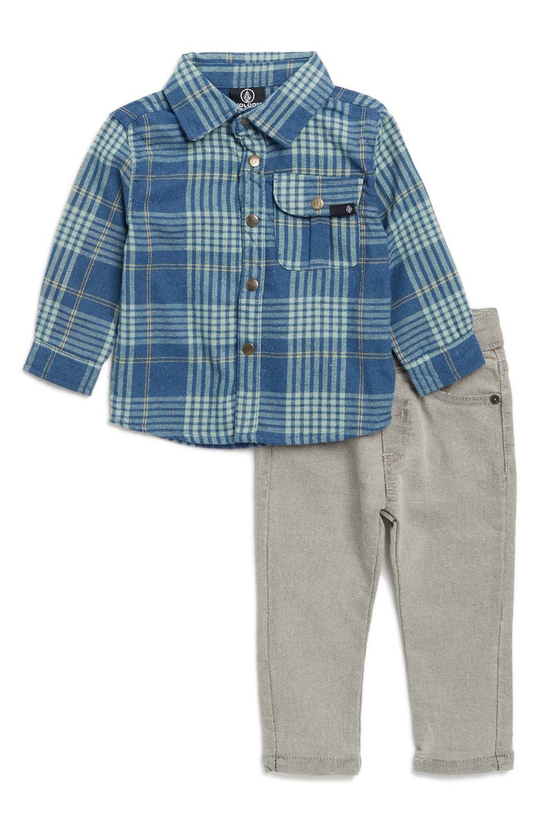Volcom Flannel Button-Up Shirt & Slim Fit Jeans Set, Main, color,