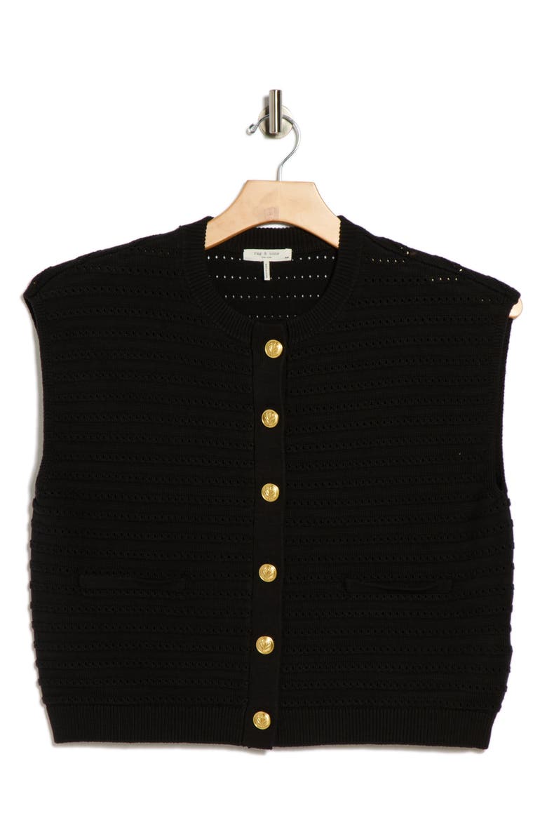 rag & bone Evelyn Boxy Cotton Blend Sweater Vest, Alternate, color, Black