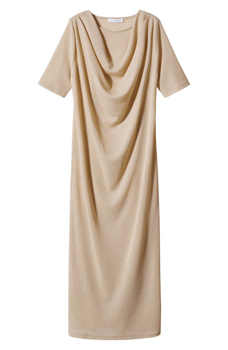 MANGO Drape Front Metallic Dress, Alternate, color,