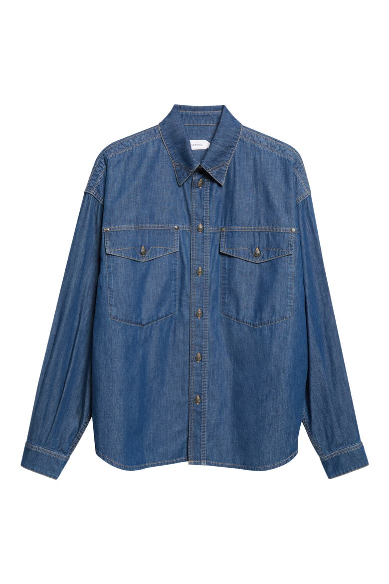Denim Button-Up Shirt, Main, color, DARK BLUE