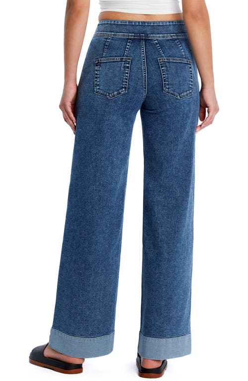 Hint Of Blu Mighty High Waist Wide Leg Jeans In Pacific Blue