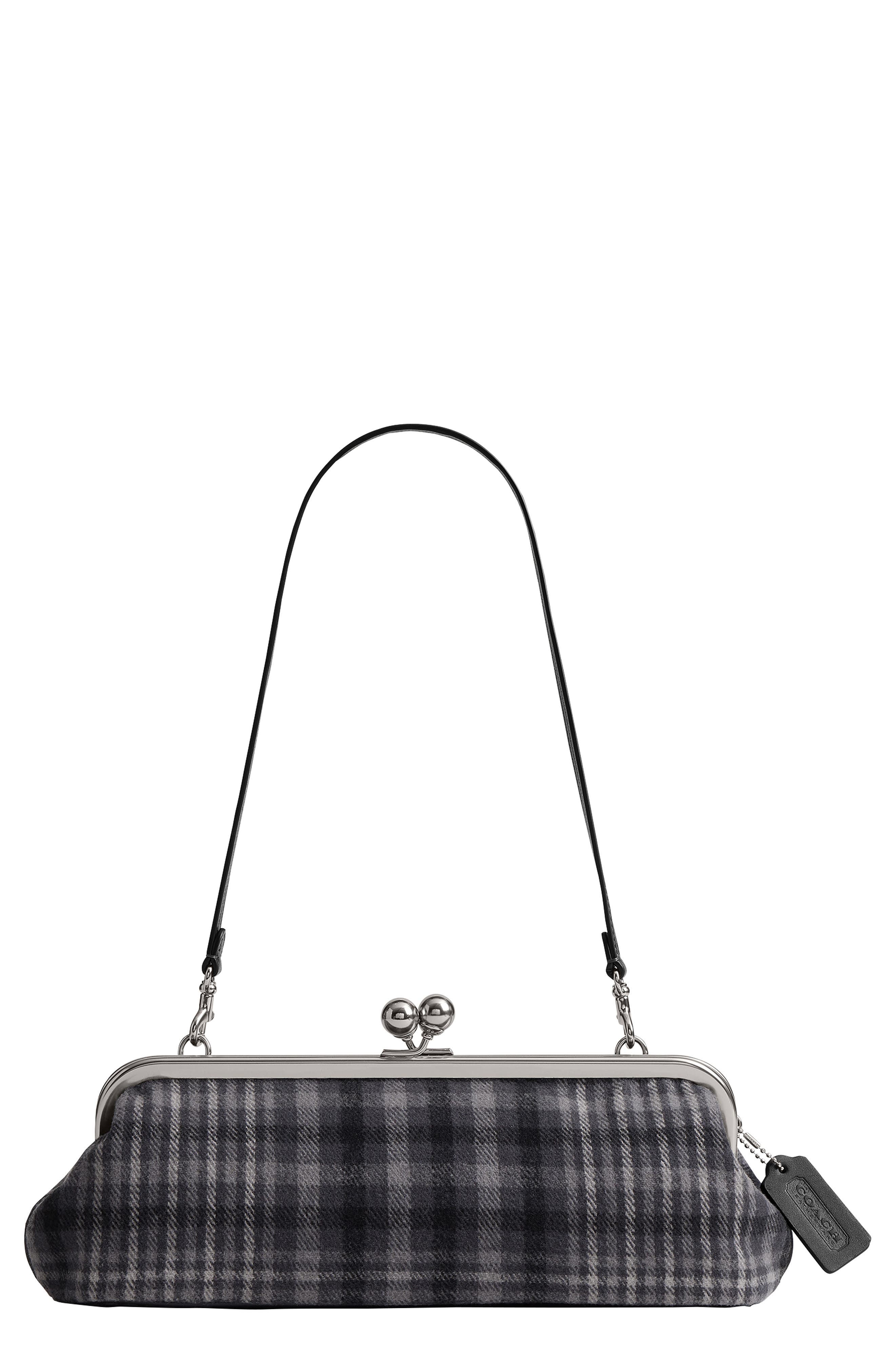 Kisslock Frame Bag 30 Plaid Clutch, Main, color, LH/ GREY MULTI