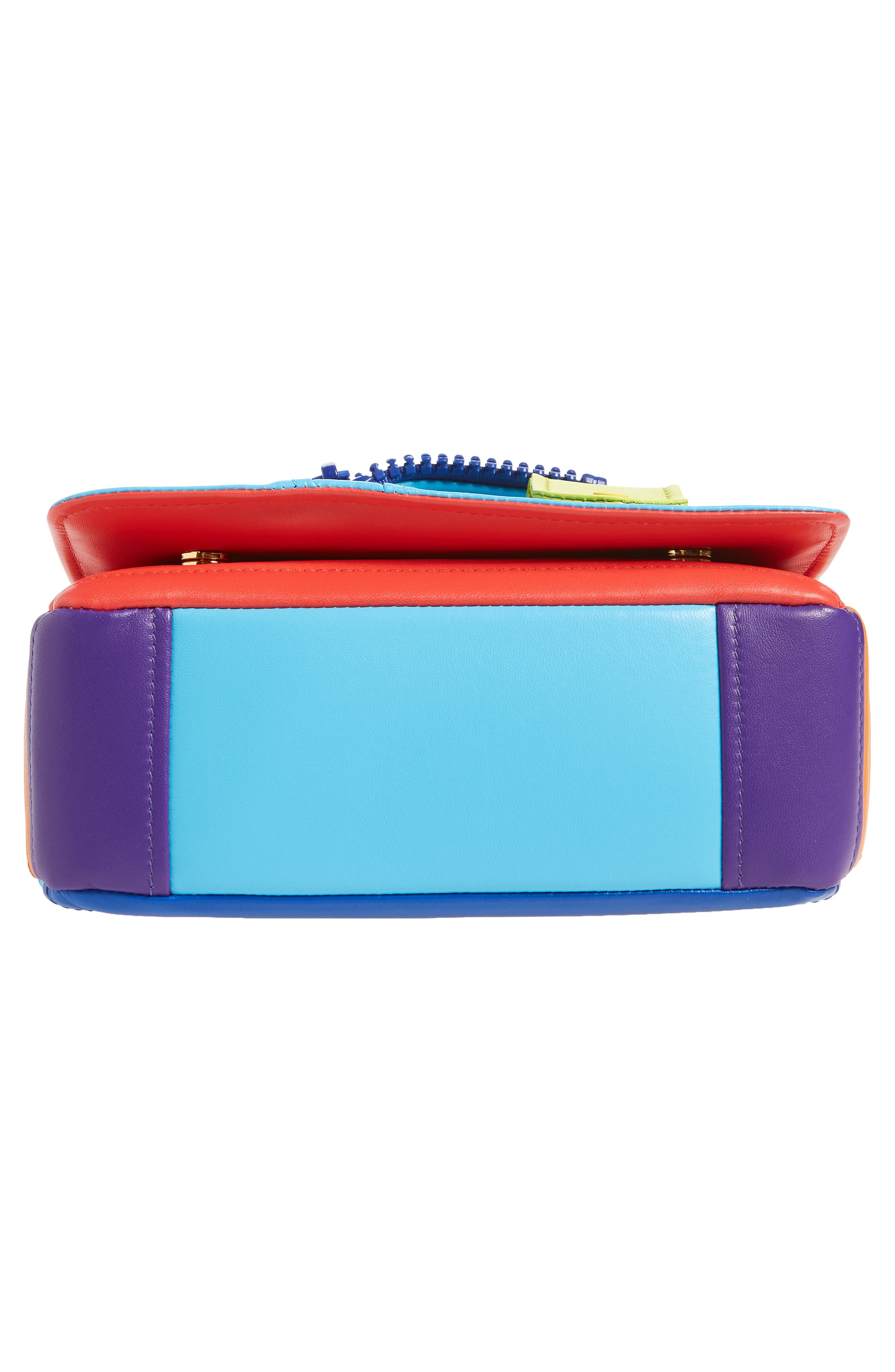 Moschino Biker Colorblock Leather Shoulder Bag, Alternate, color, 