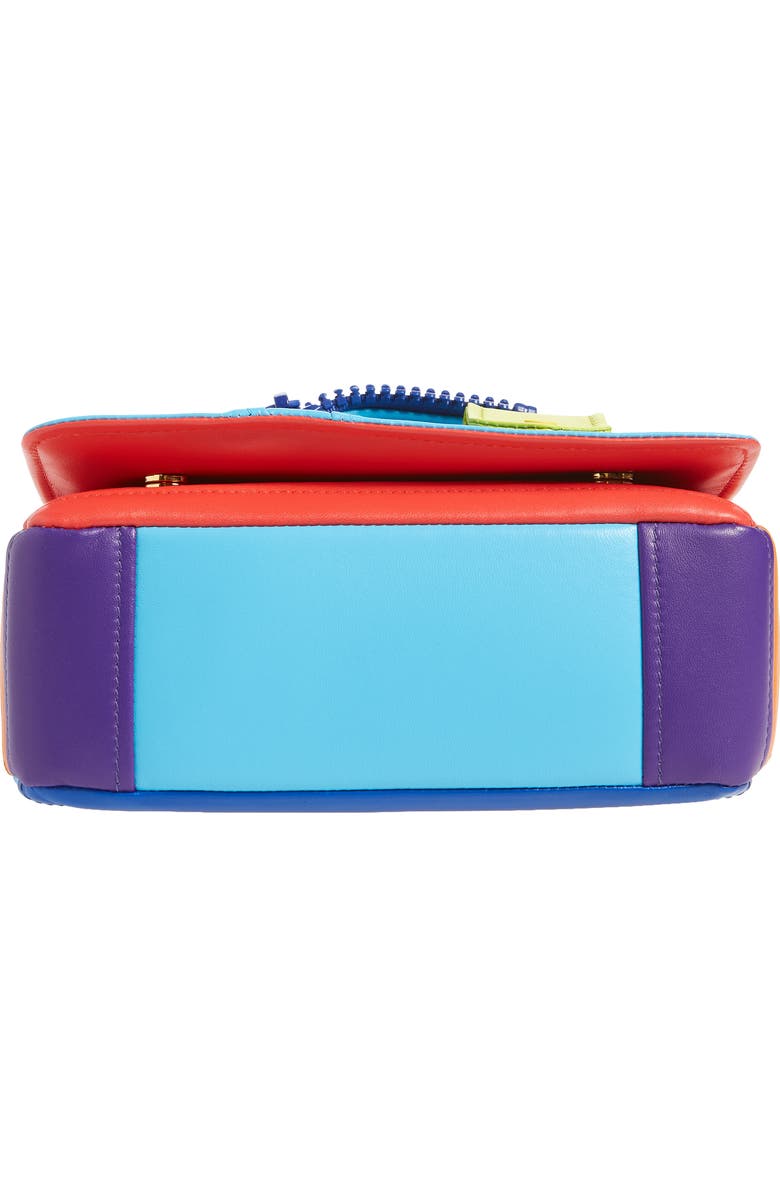 Moschino Biker Colorblock Leather Shoulder Bag, Alternate, color,