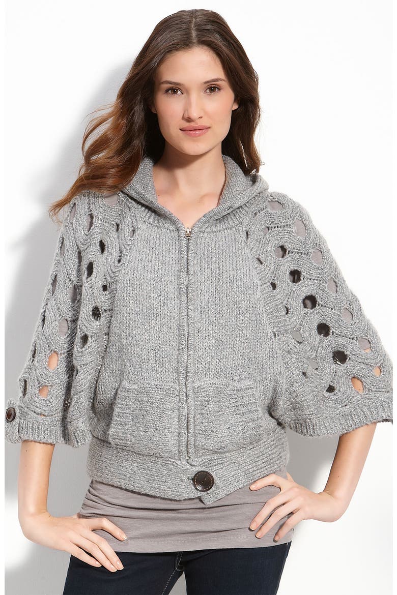 'Nomad' Batwing Poncho Sweater, Main, color, GREY