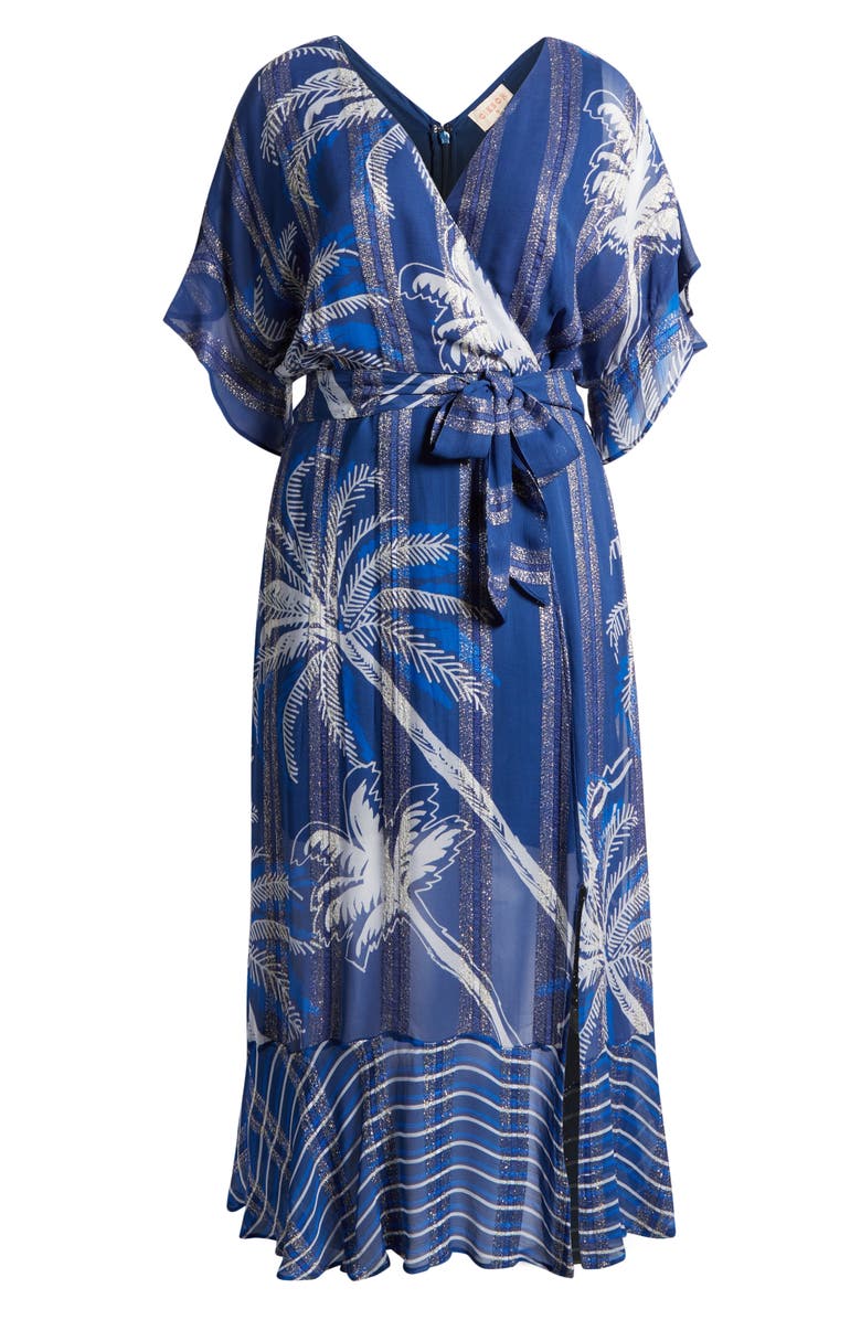 CIEBON Tammy Metallic Palm Maxi Dress, Alternate, color, Navy Multi