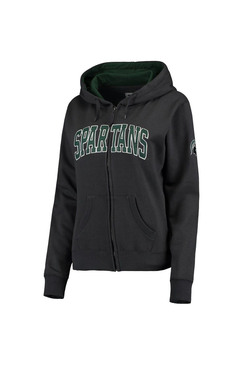 Women's Charcoal Michigan State Spartans Arched Name Full-Zip Hoodie, Main, color, Charcoal