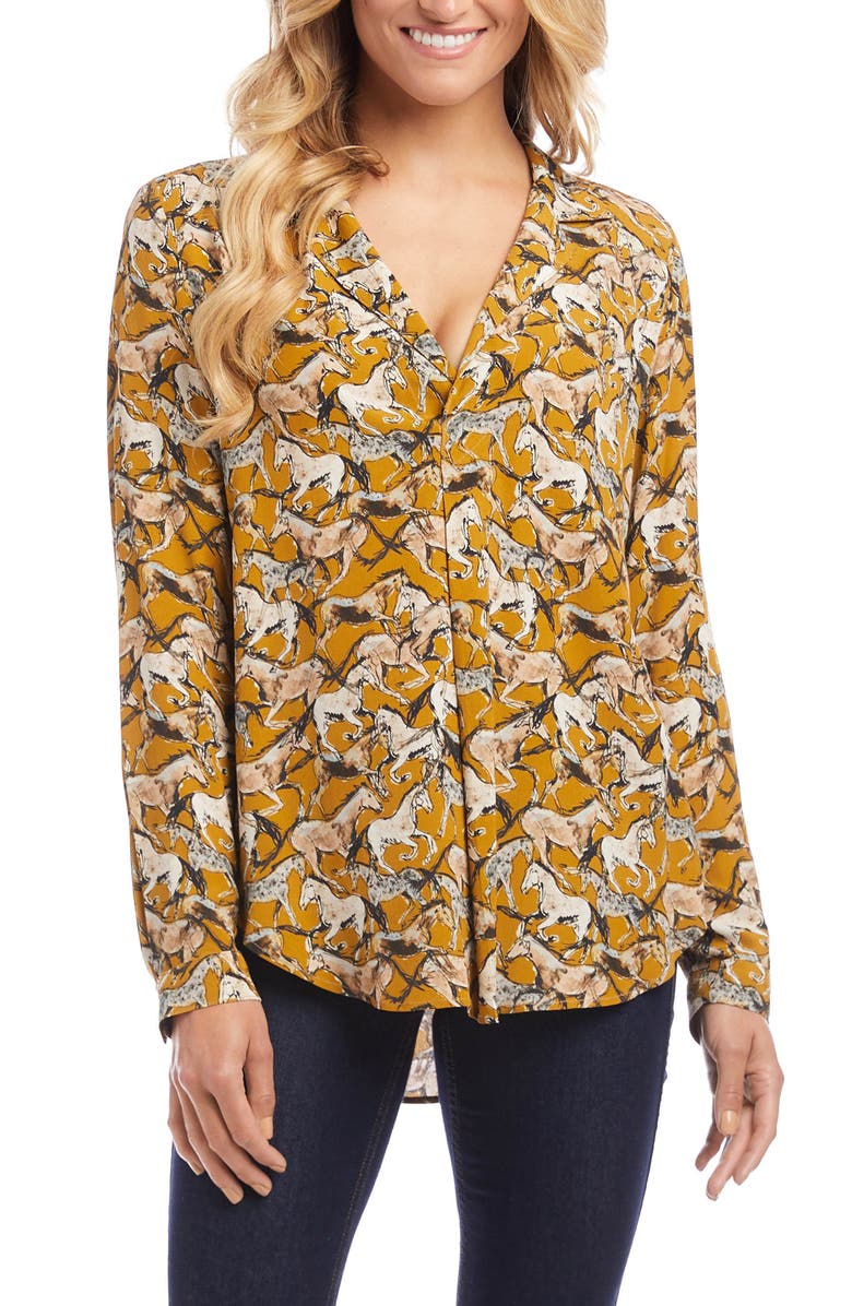 Karen Kane Wild Horse Print Woven Shirt, Main, color,