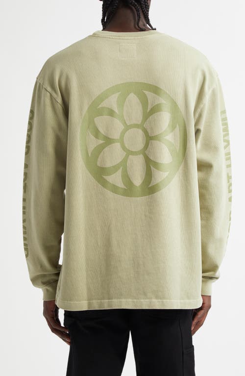 Good Art Hlywd Heavyweight Long Sleeve Crewneck Graphic T-shirt In Sage
