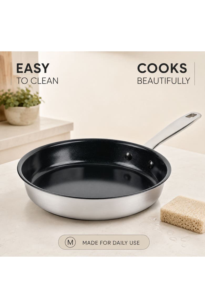 Maestro Nonstick Stainless Steel Frying Pan with Lid, Alternate, color, 11 inch