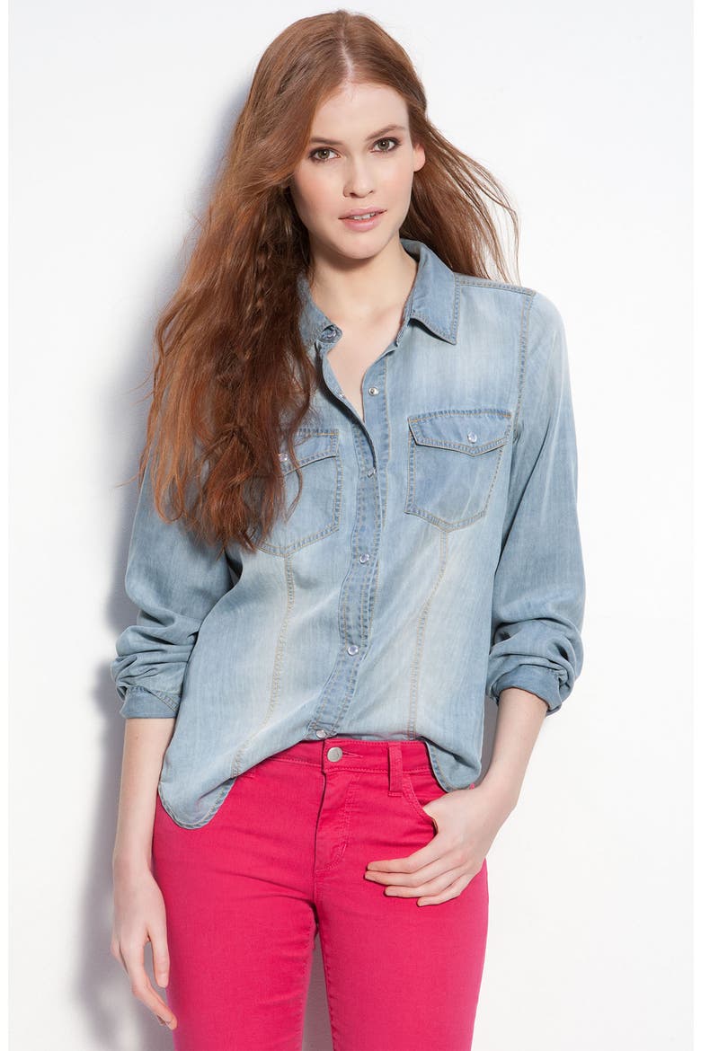 Faded Denim Shirt, Main, color, DENIM CHAMBRAY
