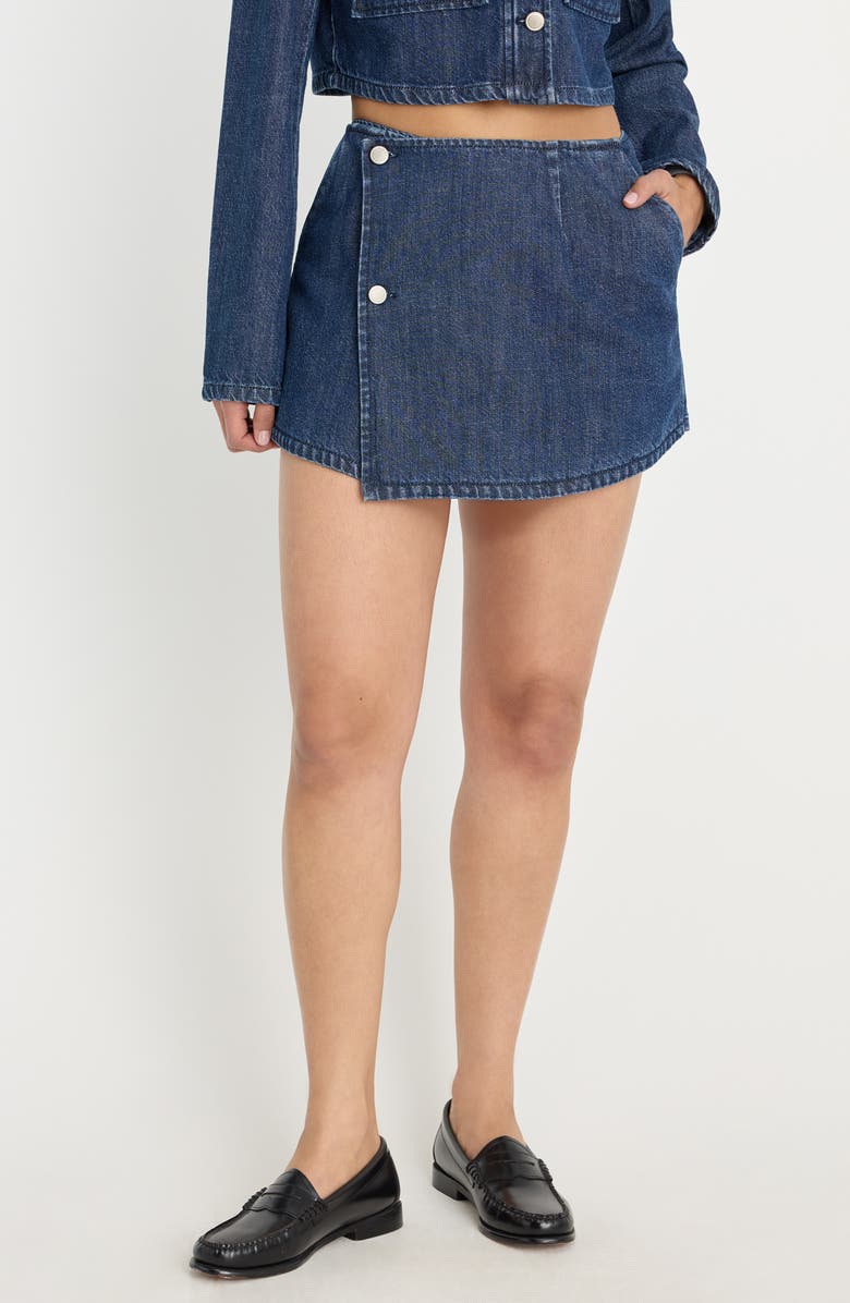 Good American Denim Mini Skort, Main, color, Indigo1187