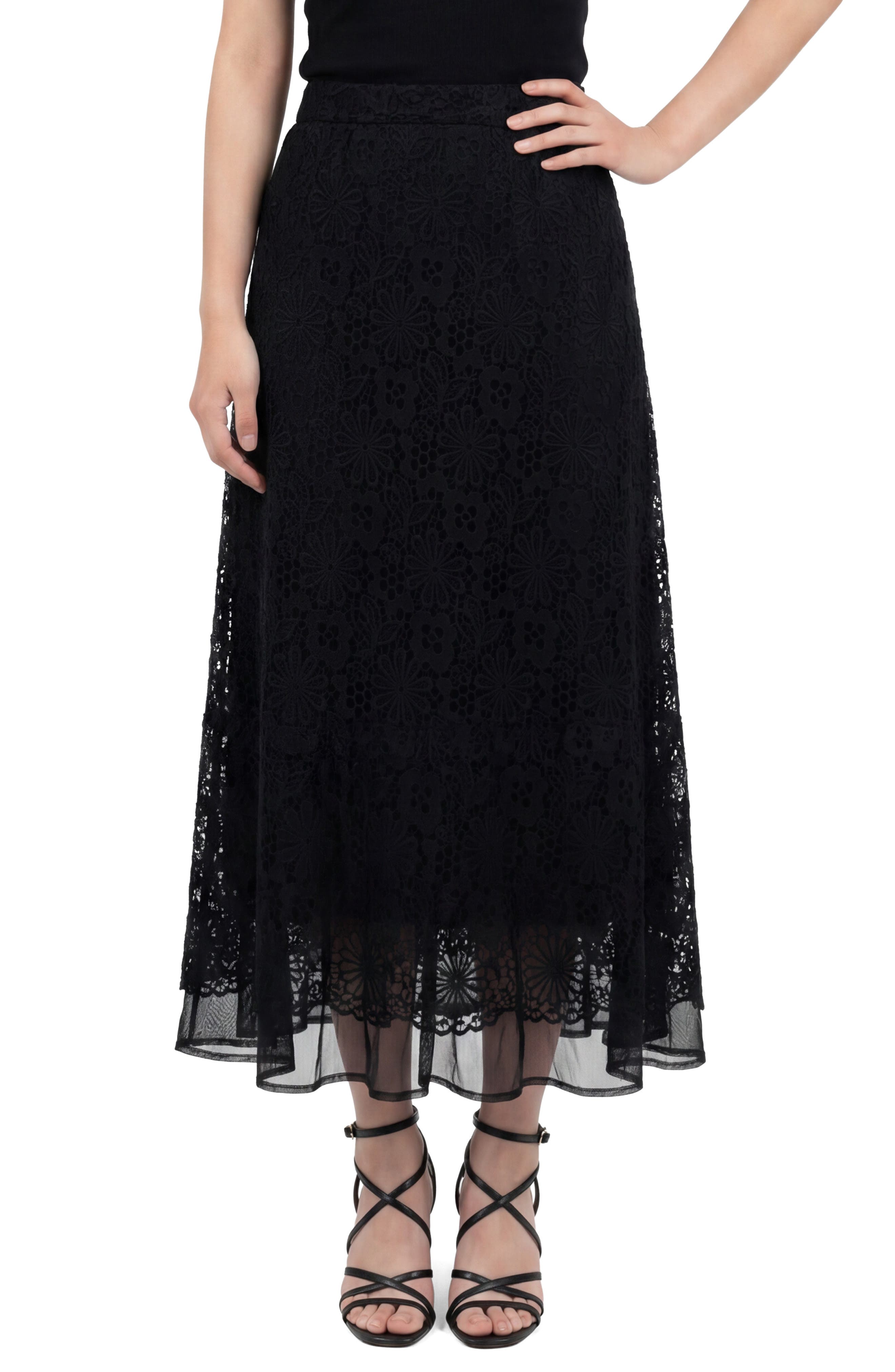 Love By Design Millie Mesh & Lace Midi Skirt