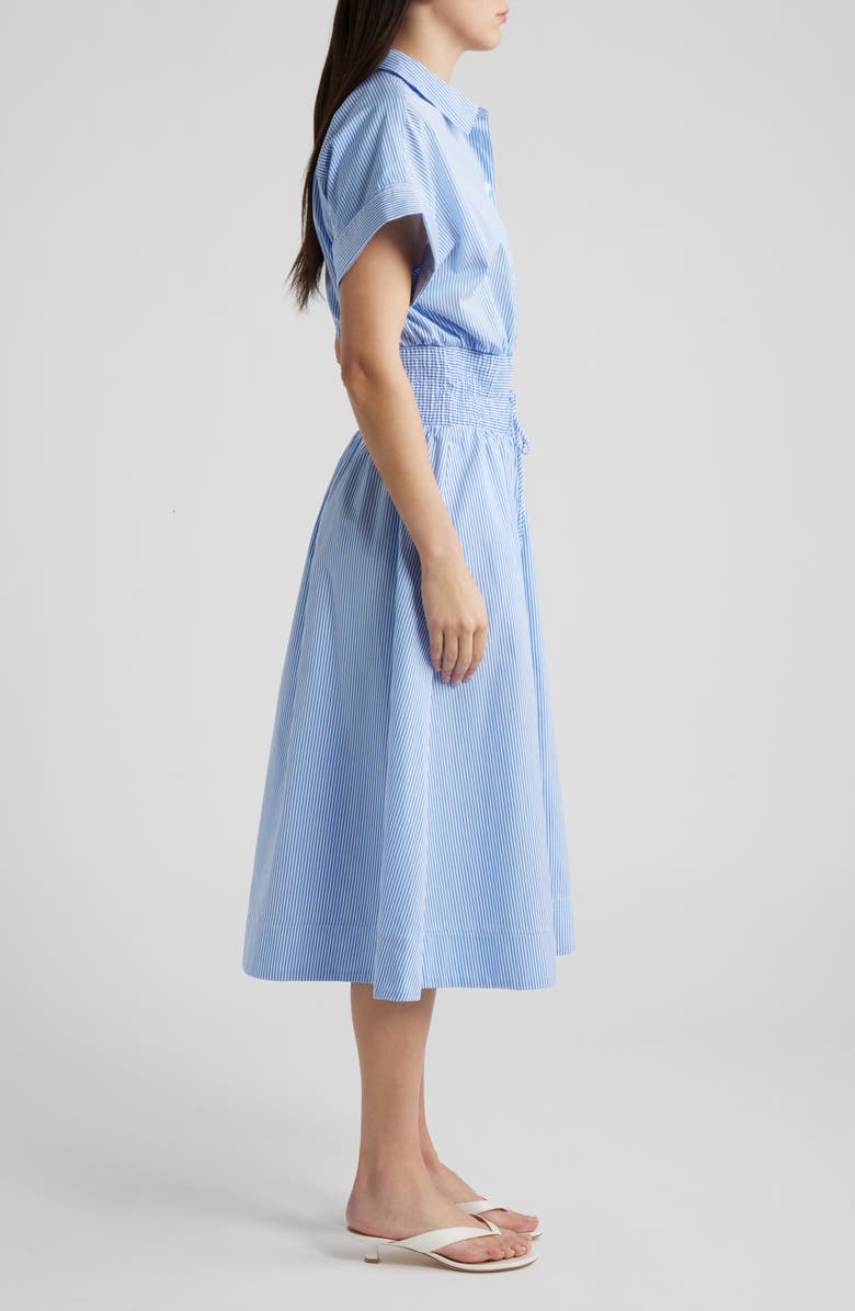 SPANX<sup>®</sup> Stripe Smocked Waist Cotton Midi Dress, Alternate, color, Aster