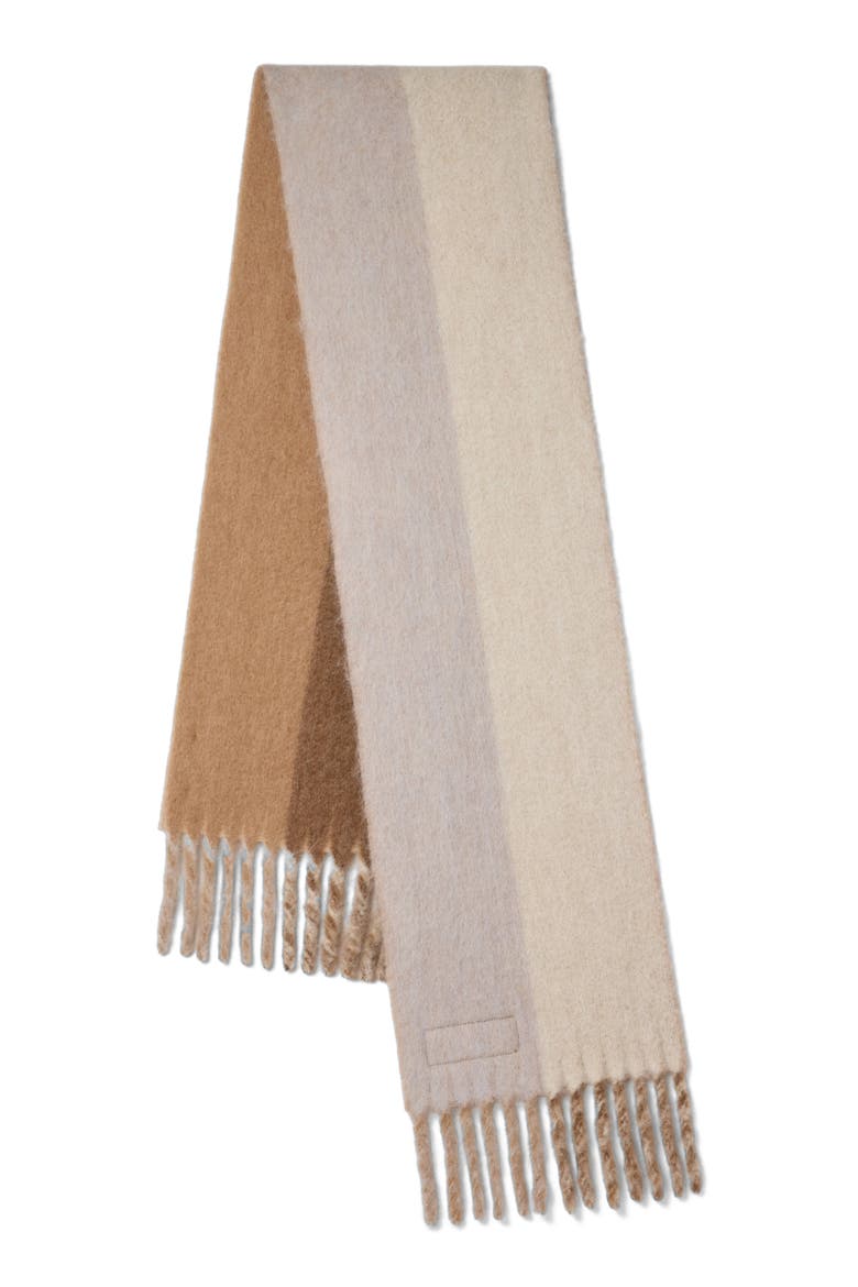 Colour Block Textured Scarf, Alternate, color, Camel-Eggshell