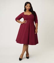 Unique Vintage Plus Size Pleated Bust Swing Dress