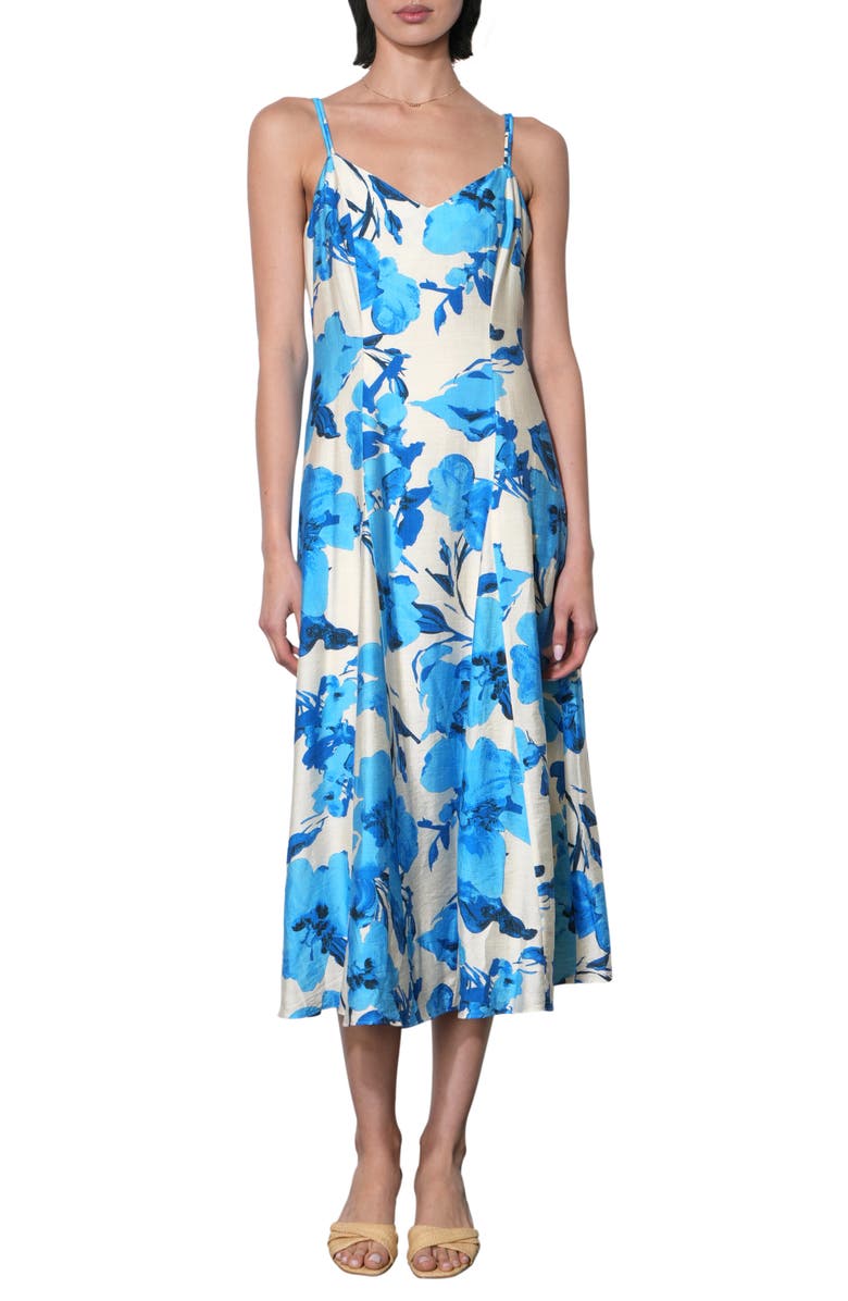 Adelyn Rae Lucille Satin Midi Dress, Main, color, Electric Blue
