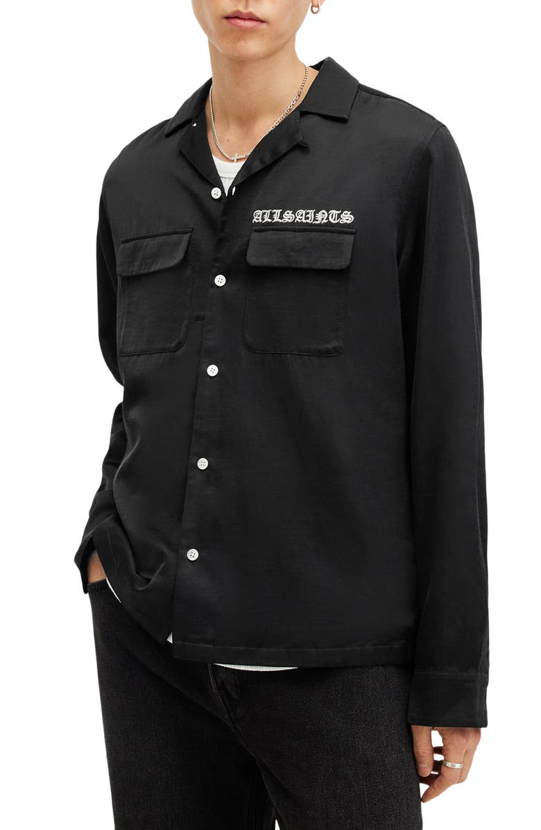 AllSaints Troya Logo Embroidered Utility Shirt, Alternate, color, 