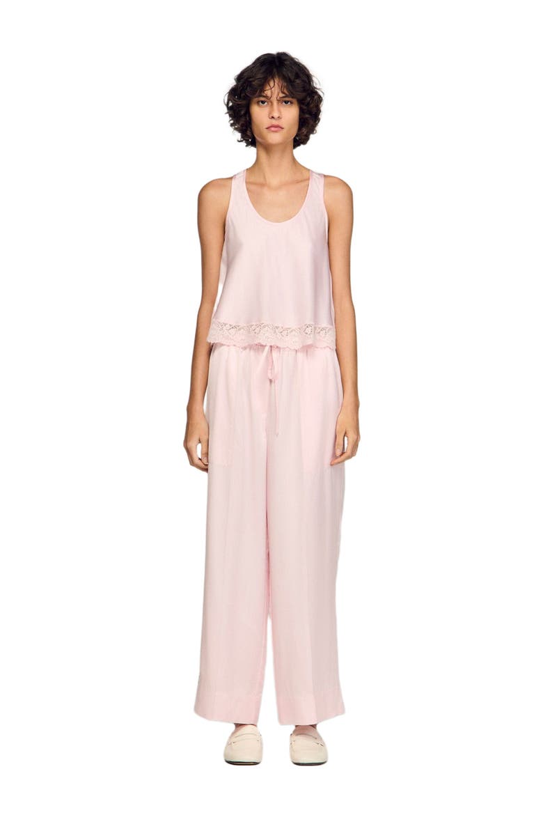 Satin-effect wide-leg trousers, Alternate, color, Light pink