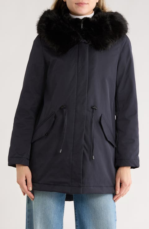 Faux Fur Bib Hooded Insulated Jacket