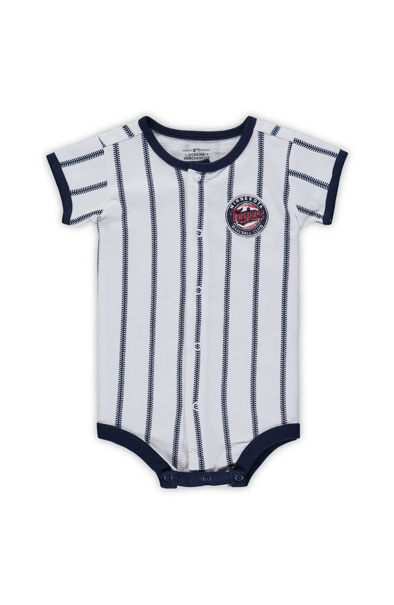 Outerstuff Newborn White/Navy Minnesota Twins Power Hitter Short Sleeve Bodysuit, Alternate, color, White