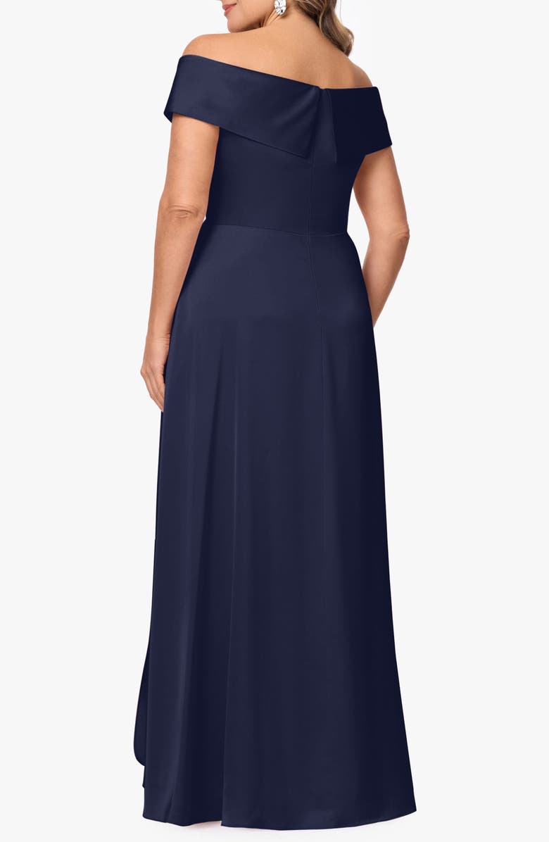 Xscape Evenings Off the Shoulder Satin Gown, Alternate, color, 