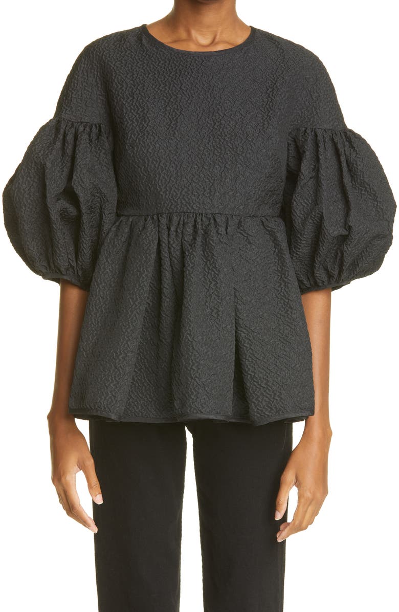 Cecilie Bahnsen Jerry Puff Sleeve Babydoll Cloqué Top, Main, color, 
